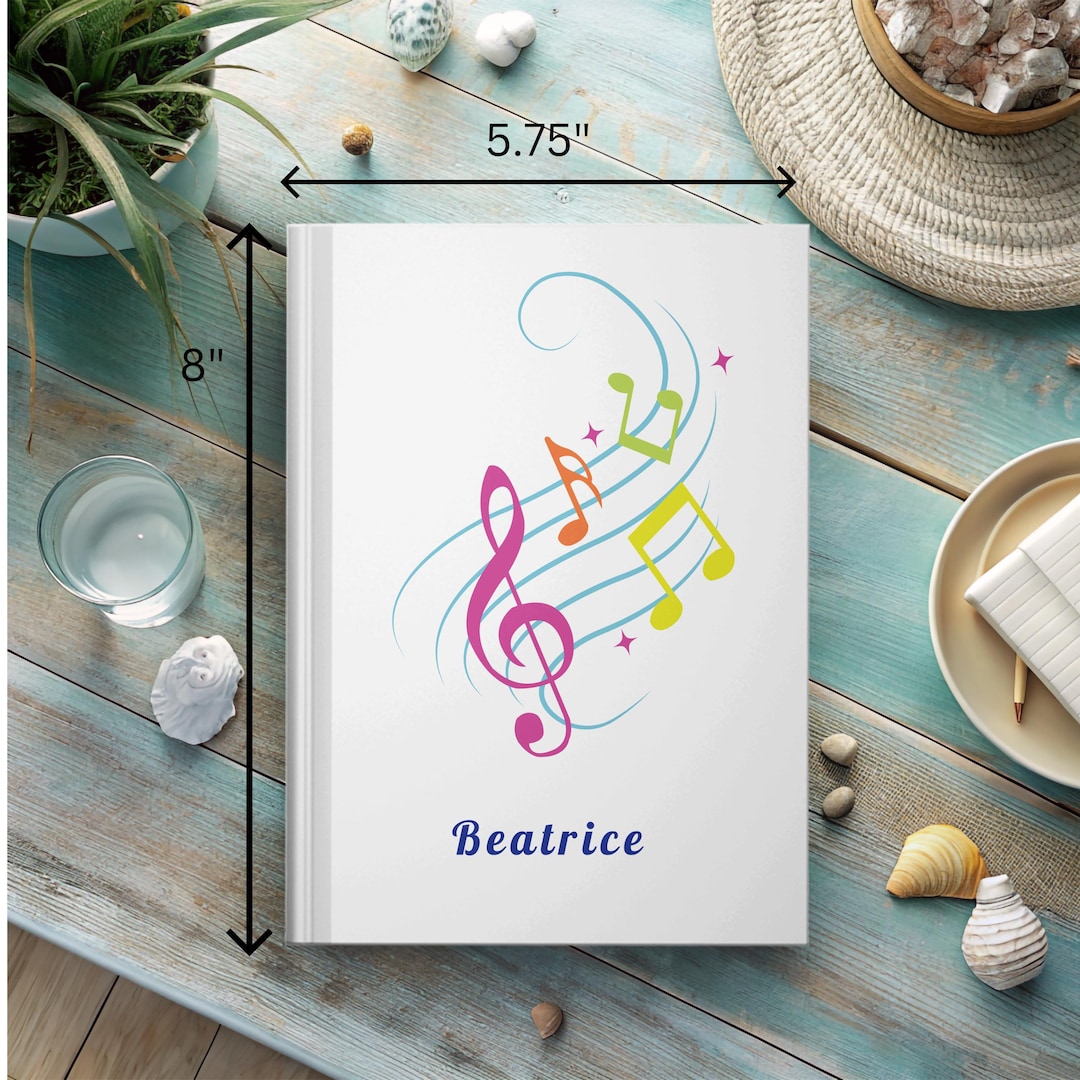 Colorful Musical Notes Personalized Hardcover Journal, Custom Diary ...