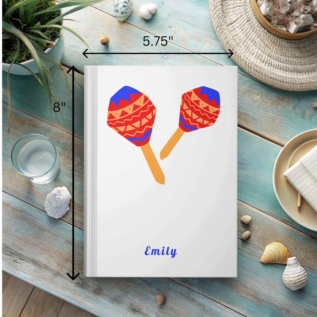 Maraca Notebook Maracas Musical Instruments Personalized Hardcover Journal, Custom ...