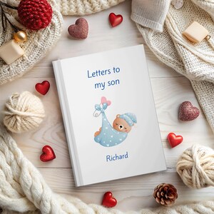 Oso bebé durmiendo, Cartas para bebé niño, Regalo considerado para nueva mamá/papá, Regalo para bebé nuevo, Diario personalizado, Diario personalizado, Personalizado