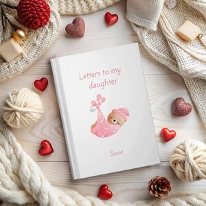 Niña osito durmiendo, cartas para niña, regalo considerado para mamá o papá primerizos, regalo para bebé recién nacido, diario personalizado, diario personalizado