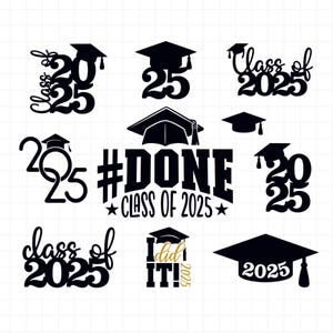 Afstuderen Svg-bundel, afstuderen Cap Svg, Grad 2025, Class of 2025, Graduation 2025, Cake Cupcake Topper, gesneden bestanden, Instant Download