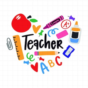 Lehrer Herz SVG, Lehrer Sublimation, Lehrerin Dekor, zurück in der Schule, Lehrer Geschenk, Lehrer Shirt svg, SVG, Png - Jpg - Eps - Dxf