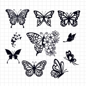 Butterfly SVG, Butterfly Svg Bundle, Butterfly Clipart, Printable Butterflies, Butterfly Files for Cricut, Silhouette, Butterfly Png