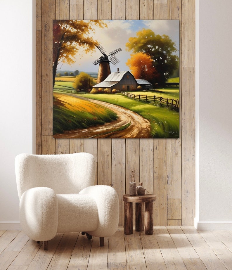 Farm Scene Stretched Matte Canvas Poster 1.25 image 1