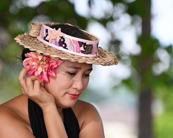 Chapeau tressé de Tahiti patchwork personnalisable