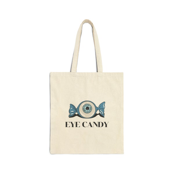 Classic EYE CANDY Canvas Tote Bag| Charming Evil Eye Tote Bag|  Fashionable Beach Tote Bag - Stay Stylish and Organized under the Sun!