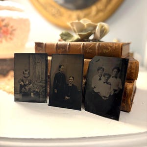 Antique Victorian Tintype - Ferrotype Family Portrait Photographs - Circa 1870’s