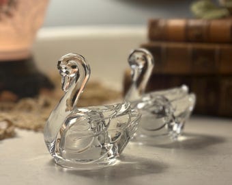 Saliera e pepiera in vetro trasparente a forma di cigno - Set saliera e pepiera - Decorazione da cucina vintage