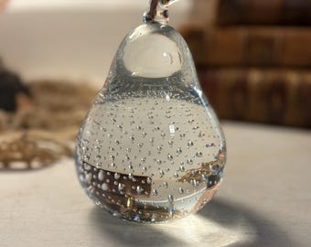 Controlled Bubble Pear Paperweight - Vintage Office Desk Decor