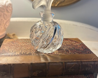 Frasco de perfume Lalique con forma de flor de lirio cala, de cristal con diseño en espiral, fabricado en Francia - Decoración vintage para tocador