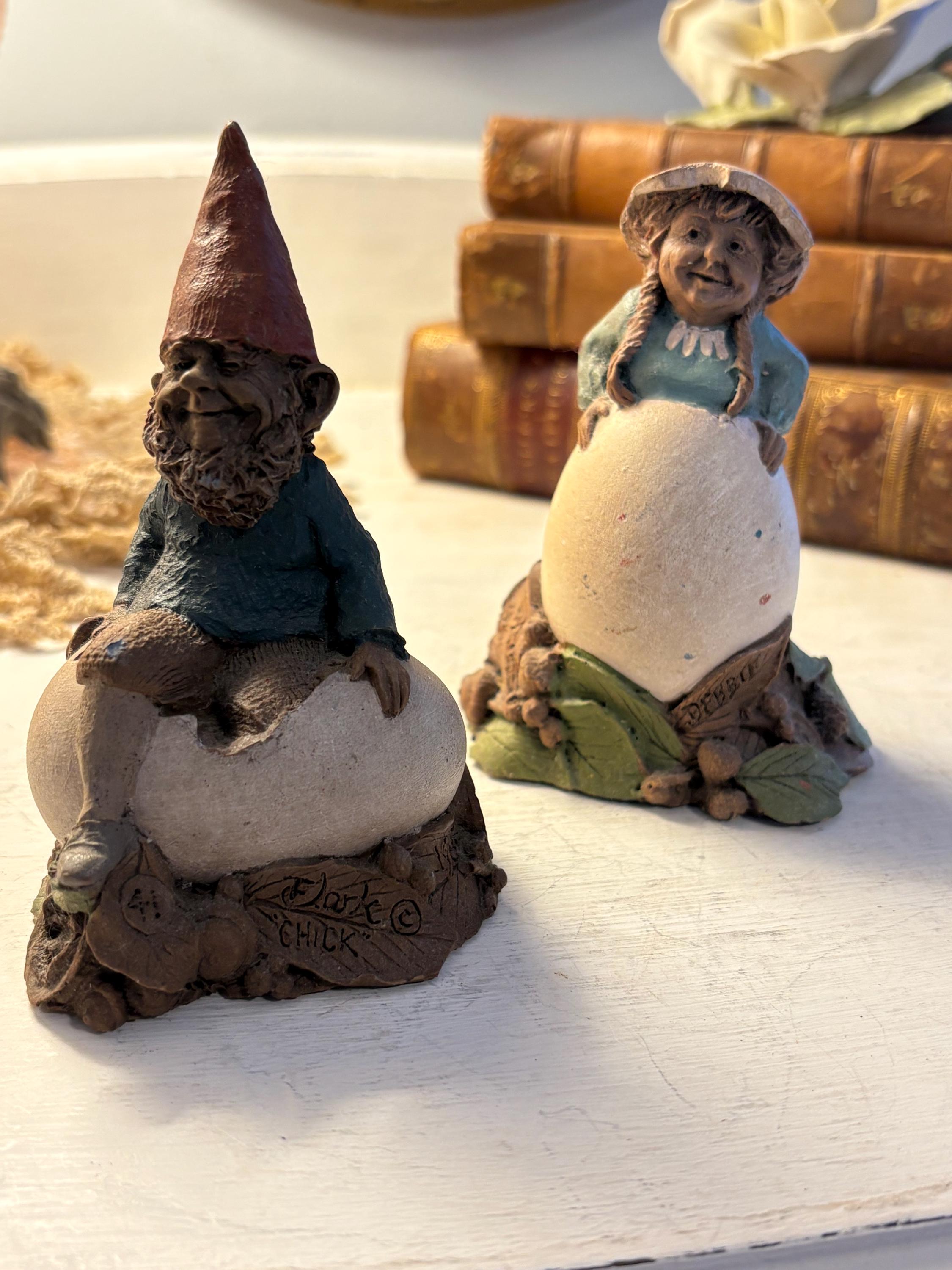 Tom Clark Gnomes - Figurines Chick and Debbie 1985 - Vintage