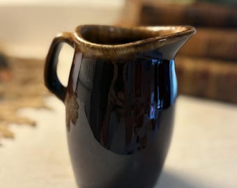 Vintage HULL Brown Drip Pitcher Ovenproof USA Pottery Glaze Pitcher