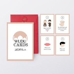 Wudu-flashcards, islamitische wudu, afdrukbare wudu-kaarten, wudu-gids voor kinderen, wassinggids, wudu leren, stap voor stap wudu, wudu-kaarten voor kinderen