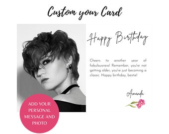 Carte photo d'anniversaire personnalisée/personnalisée, Carte de joyeux anniversaire, Carte d'anniversaire personnalisée, Cadeau d'anniversaire personnalisé, Carte souvenir d'anniversaire, Anniversaire Bestie