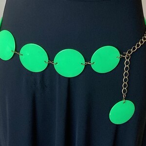 1960's Mod Chain Belt with Electric Lime Green Plastic Discs