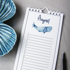 Geburtstagskalender *Origami* immerwährender Kalender - Geburtstage zum selbst eintragen handgemalte Aquarelle