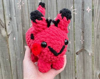 Vervloekte kat Alastor Hazbin Hotel gehaakte Amigurumi pluche groter