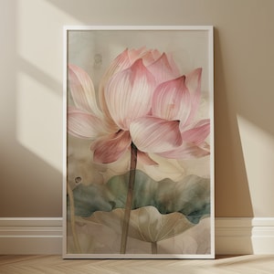 Yoga Poster Lotus Blume Wand Kunst druckbare Wandkunst motivierend Boho Home Print Vintage Aquarell botanische Druck Wohnzimmer Dekor