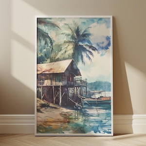 Vintage Filipinas acuarela pintura digital Descargar imprimible pared arte hogar decoración cartel digital Filipinas cartel pared arte impresión regalo