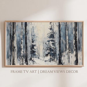 Winter Forest Vintage Frame TV Art For Frame TV Vintage Oil Painting Instant Download Samsung Frame TV Art Winter Landscape Painting Tv Art