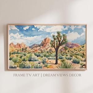 Joshua Tree National Park Frame TV Art For Frame TV Watercolor Vintage Painting Instant Download Samsung Frame TV Art Digital Painting Tv