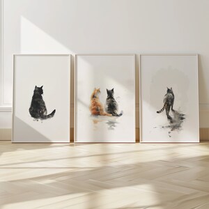猫のプリントポスターセット 水彩画ポスター デジタルダウンロード 印刷可能な壁アート 子供部屋 ホームデコレーション 猫のポスター ニャープリント デジタルダウンロード