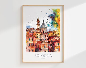 Stampa artistica ad acquerello di Bologna, Italia (download digitale)
