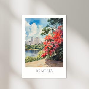 Brasília Brazil Watercolor Poster Digital Download Brasilia Print Download Digital Poster Home Decor Brazil Wall Art Print Travel Poster
