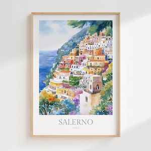 Salerno Italia Acquerello Poster Digitale Download Stampabile Arte Murale Salerno Home Decor Stampa Digitale Salerno Poster Digitale Italia Stampa Arte