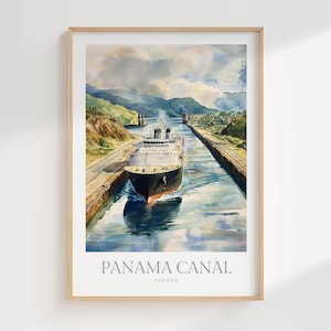 Panamakanal Aquarell Poster Panama digitaler Download druckbare Wandkunst Wohnkultur Panamakanal digitales Poster Panama Reise Wandkunst