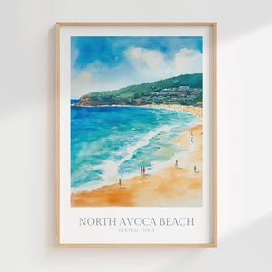 North Avoca Beach aquarel poster digitale download Central Coast afdrukbare muur kunst Home decor print Avoca Beach digitale poster printen Australië