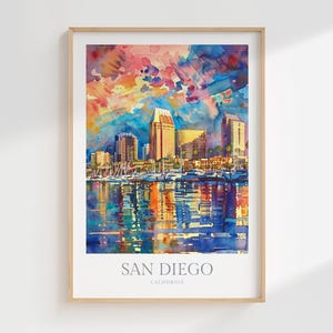 San Diego California Watercolor Poster Digital Download San Diego Printable Home Decor San Diego Digital Poster Digital Wall Art California