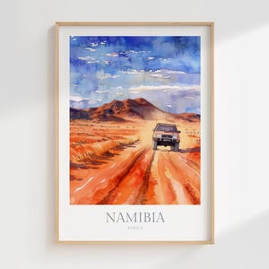 Namibia Aquarell Poster Digital Download Namibia Printable Wall Decor Afrika Digitaldruck Namibia Poster Afrika Poster Wüstensafari