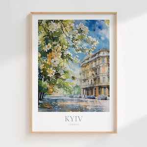 Kyiv Ukraine Aquarell Poster Digitaler Download druckbare Wandkunst Wohnkultur Digitaler Druck Download Kyiv Wand Ukrainische Stadt