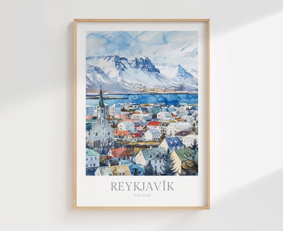 Reykjavik Iceland Watercolor Poster Digital Download Iceland Printable Wall Art Decor Reykjavik Digital Print Download Reykjavik Wall Art