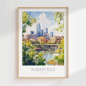 Nashville Tennessee Watercolor Poster Digital Download Printable Wall Art Print Home Decor Nashville Digital Poster Tennessee Print Download