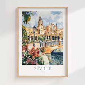 Seville Print Spain Watercolor Poster Digital Download Seville Printable Wall Art Home Decor Seville Digital Print Spain Travel Art Seville