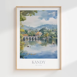 Póster de acuarela de Kandy, Sri Lanka, descarga digital, póster digital de Kandy, descarga de impresión, decoración del hogar, impresión de arte mural digital de Sri Lanka, Kandy