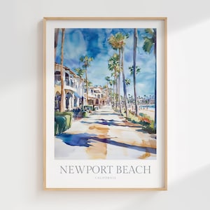 Newport Beach California Watercolor Poster Digital Download Printable Wall Art Home Decor Wall Newport Beach Digital Poster Print Wall Art