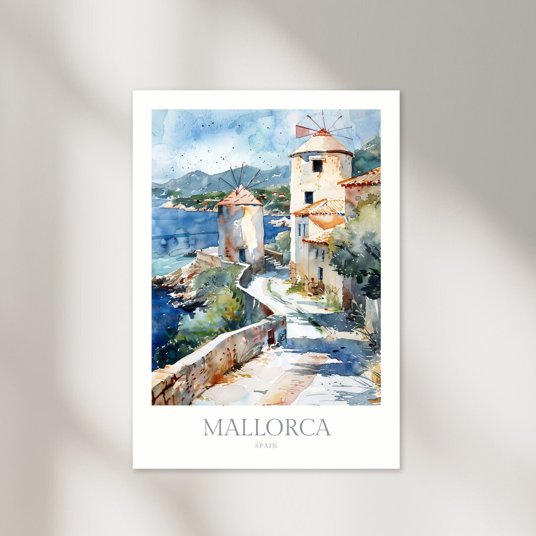 Mayorca Print Mallorca Spain Watercolor Poster Digital Download Mallorca Printable ...