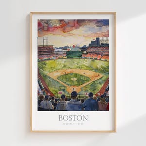 Boston Massachusetts Watercolor Poster Digital Download Printable Wall Art Home Decor Boston Poster Boston baseball stadium Digital Print