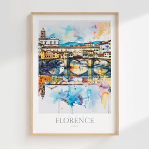 Florence Italy Watercolor Poster Florence Digital Download Florence Printable Wall Art Decor Ponte Vecchio Digital Print Italy Poster