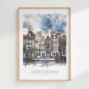 Amsterdam Netherlands Watercolor Poster Digital Download Printable Wall Art Amsterdam Digital Print Download Amsterdam Wall Art Netherlands