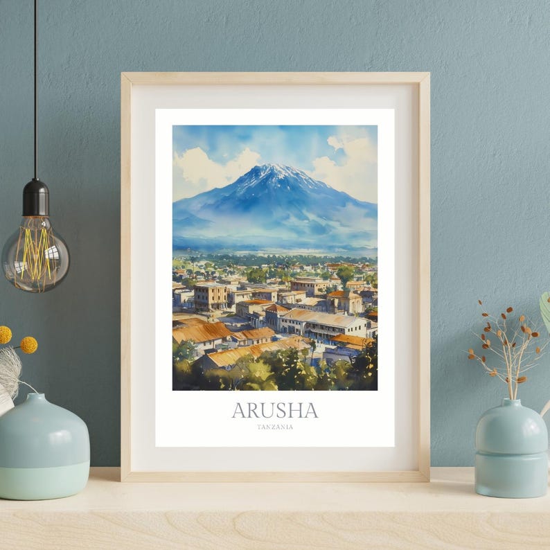 Arusha Tanzania Watercolor Print, Mount Meru Poster (digital Download ...