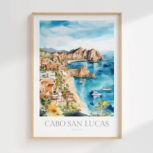 Cabo San Lucas Druck Mexiko Aquarell Poster Digital Download druckbare Wand Kunst Wohnkultur Druck Cabo San Lucas digitales Poster Reisekunst