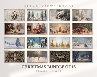 Cuadro navideño vintage para Samsung Frame TV Art / Descarga digital navideña