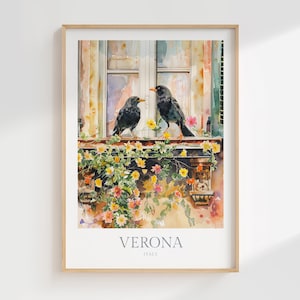 Vérone, Italie, affiche aquarelle en téléchargement numérique, impression d'art mural imprimable, Vérone, impression numérique, téléchargement, Vérone, impression d'art mural, Italie, affiche