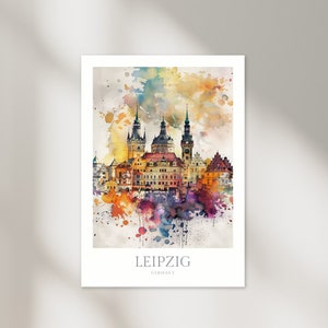 Leipzig Deutschland Aquarell Poster Digitaler Download Leipzig Druckbare Wandkunst Leipzig Digitaldruck Leipzig Digitales Plakat Deutschland Poster