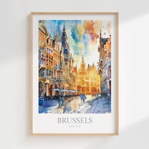 Brussels Belgium Watercolor Poster Digital Download Brussels Printable Wall Art Decor Brussels Digital Poster Belgium Poster Brussels Print
