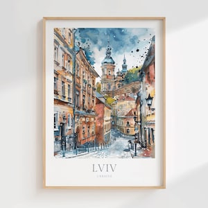Lviv Ukraine Watercolor Poster Digital Download Printable Wall Art Home Decor Lviv Digital Print Download Lviv Wall Art Print Ukrainian City